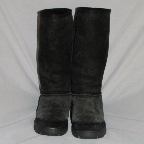 UGG 5340 Ultimate Tall Braid Black Shearling Boots Women's Sz 7 - Picture 2 of 7